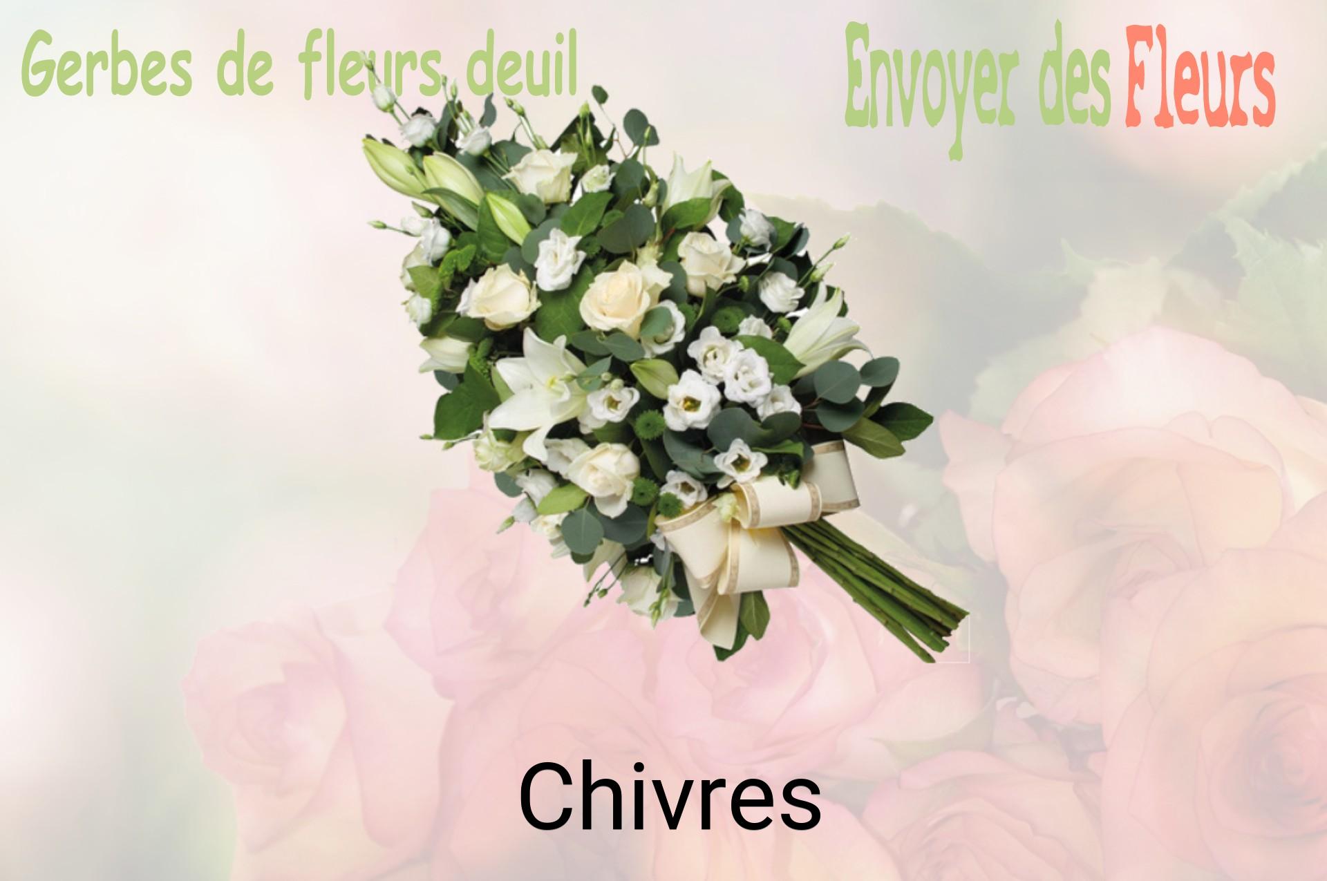 Gerbe de fleurs de deuil livrée à Chivres